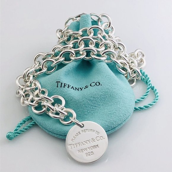 Tiffany & Co. Jewelry - 22" Return To Tiffany & Co Sterling Silver Mens Unisex Circle Round Tag Necklace